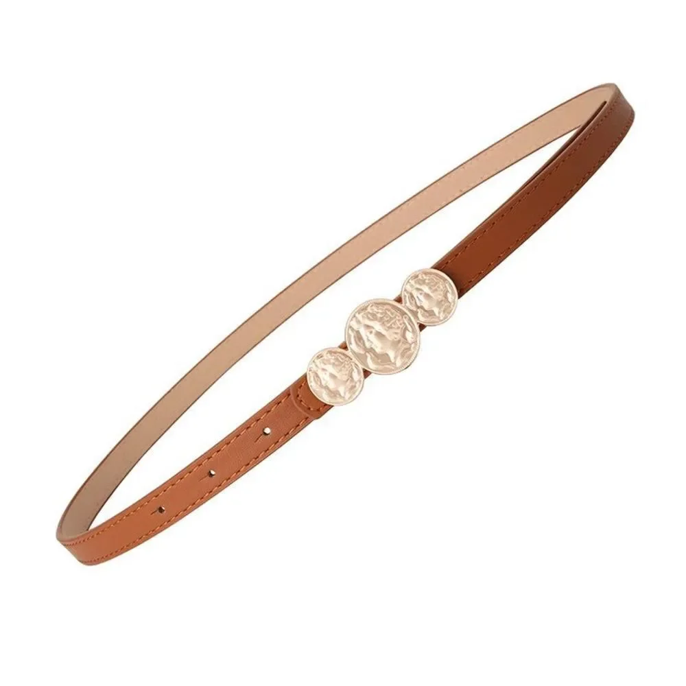 Ladies Fashionable Coin Brown Skinny Belt